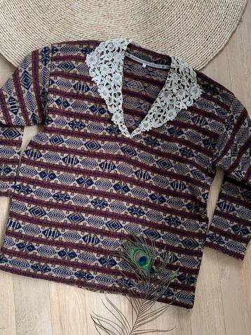 Vintage shetland wool jumper M bohemian wollen trui beschikbaar voor biedingen