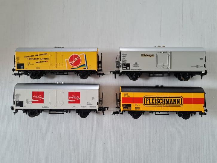 4 Fleischmann H0 DB koelwagons, Hobby en Vrije tijd, Modeltreinen | H0, Gebruikt, Wagon, Gelijkstroom, Fleischmann, Ophalen of Verzenden