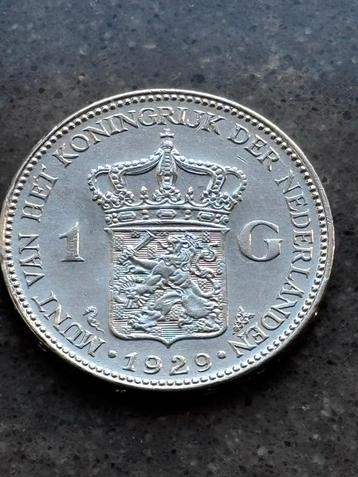 1 Gulden 1929 - Wilhelmina beschikbaar voor biedingen