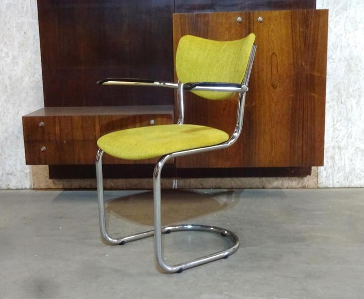 4 Retro vintage stoel eetkamerstoelen 3011 Gispen de Wit, Huis en Inrichting, Stoelen, Zo goed als nieuw, Vier, Metaal, Stof, Overige materialen