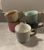 5 chique mokken met gouden oor, Ophalen of Verzenden, Zo goed als nieuw, Overige stijlen, Kop(pen) en/of Schotel(s)