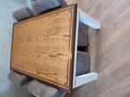 Massieve Eettafel 160x98cm incl stoelen kleur bruin, Ophalen, Gebruikt, 200 cm of meer, 50 tot 100 cm