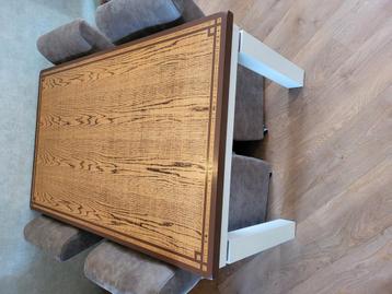 Massieve Eettafel 160x98cm incl stoelen kleur bruin beschikbaar voor biedingen