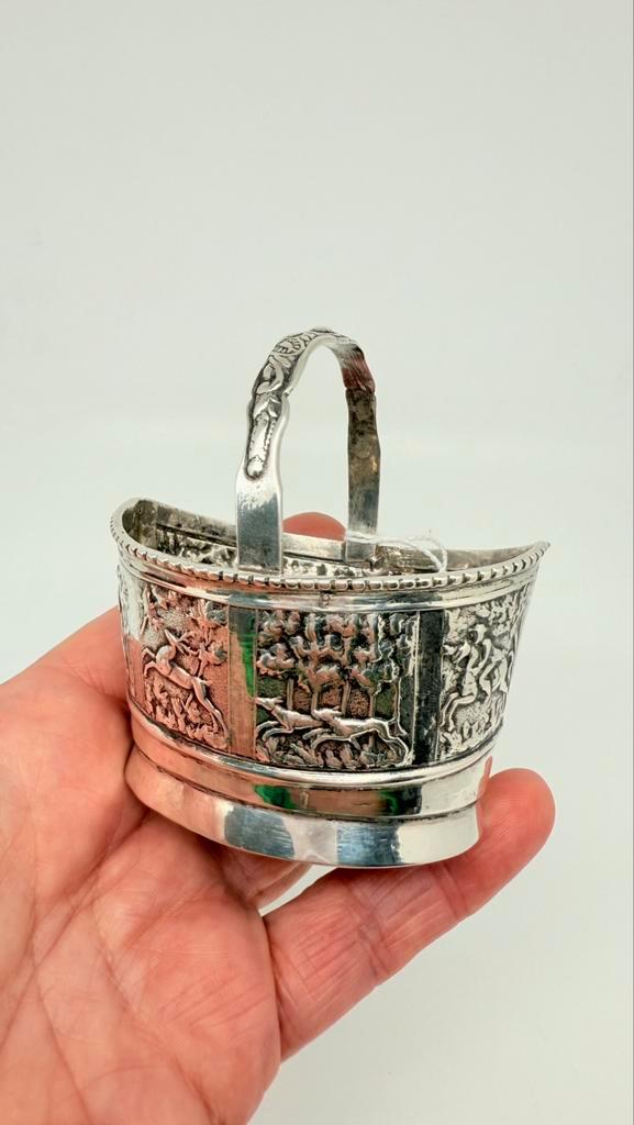 Antiek Hollands zilveren bakje met vast hengsel. 1886!, Antiek en Kunst, Antiek | Goud en Zilver, Zilver, Ophalen of Verzenden