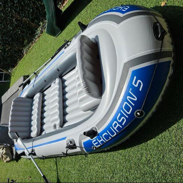Boot Intex Excursion 5 personen, Watersport en Boten, Kano's, Zo goed als nieuw, Overige typen, Drie personen of meer, Opblaasbaar