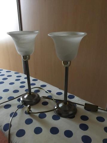2 leuke lampjes met glazen kap. beschikbaar voor biedingen