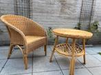 Rotan tafeltje en stoeltje, Huis en Inrichting, Stoelen, Ophalen, Bruin, Eén