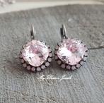 Oorbellen Square met Swarovski Rose Opal en Rosaline, Sieraden, Tassen en Uiterlijk, Oorbellen, Met kristal, Overige materialen