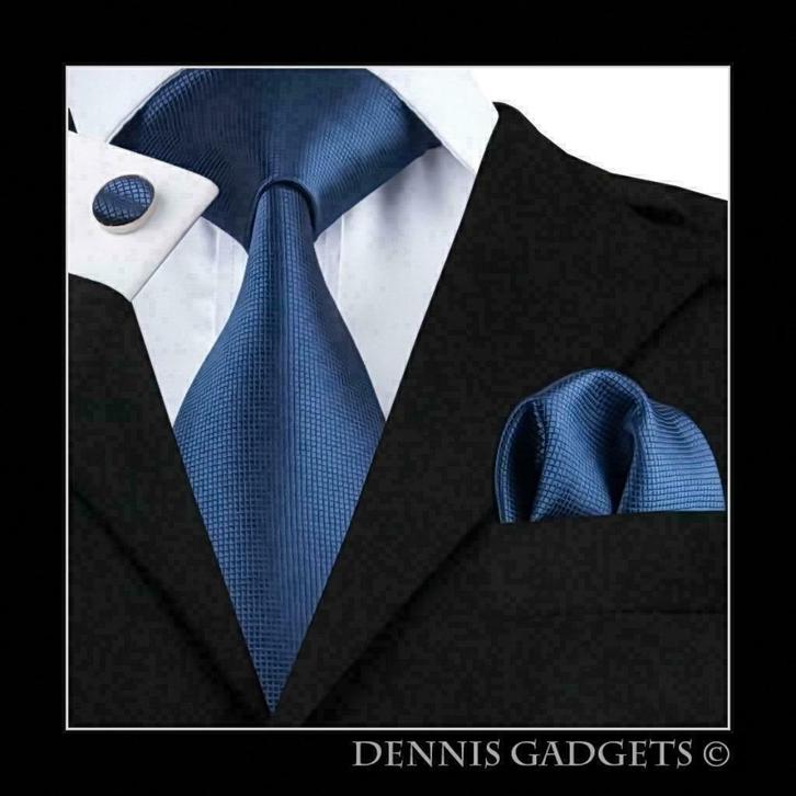 Dennis Gadgets: 100 % zijden stropdas ( 3 delig !! ) DG0326, Kleding | Heren, Stropdassen, Nieuw, Effen, Blauw, Ophalen of Verzenden