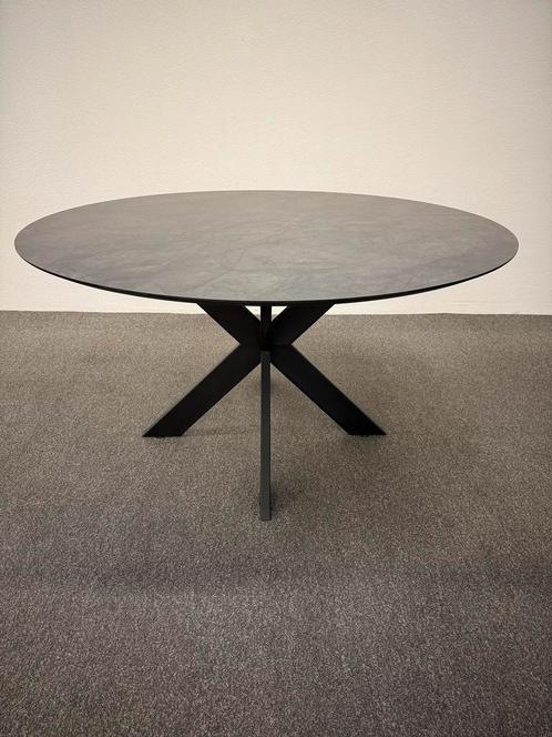 Ronde eettafel HPL zwart marmer 140cm, Huis en Inrichting, Tafels | Eettafels, Zo goed als nieuw, 100 tot 150 cm, 100 tot 150 cm