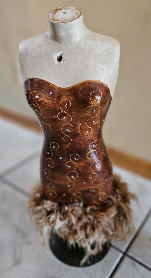 Torso decoratie handgeschilderd veren, Antiek en Kunst, Antiek | Woonaccessoires, Ophalen of Verzenden