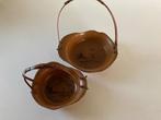 2 BROCANTE  schaaltjes  Japan hout bamboe hengsel 1930/40, Ophalen of Verzenden