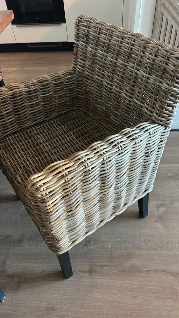 2 Luxe Rotan Eetkamerstoelen style Riviera Maison, Huis en Inrichting, Stoelen, Zo goed als nieuw, Twee, Riet of Rotan, Bruin