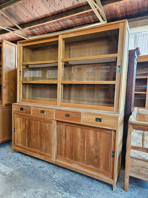 Prachtige Teakhouten Buffetkast/ Boekenkast/Vitrinekast, Huis en Inrichting, Kasten | Ladekasten, Zo goed als nieuw, 200 cm of meer
