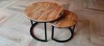Mangohouten Bijzettafels/Salontafels - Set van 2, Ophalen, Minder dan 45 cm, Minder dan 55 cm, Rond