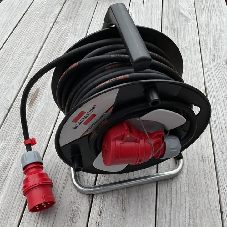 CEE 16A 25 meter kabel haspel 5-polig 400V AC, Doe-het-zelf en Verbouw, Elektra en Kabels, Nieuw, Kabel of Snoer, Verzenden