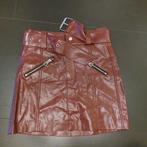 sexy rokje Bershka maat XS,  bruin, leer, metalen elementen, Bruin, Zo goed als nieuw, Maat 34 (XS) of kleiner, Boven de knie