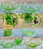 7x Antiek Anna Groen Glas - Kan Schaal Schalen - Zie Omschr, Antiek en Kunst, Antiek | Glas en Kristal, Ophalen of Verzenden