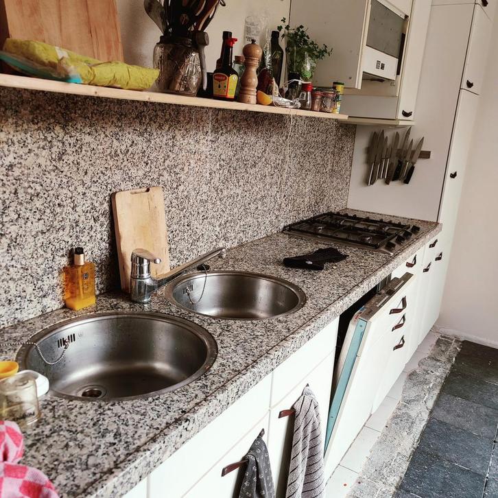 Keukenblad met kookplaat en spoelbak, Huis en Inrichting, Keuken | Complete keukens, Gebruikt, Overige typen, Overige kleuren