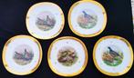 5 Limoges borden Raynaud & Cie Fazanten Houtsnippen 24K goud, Antiek en Kunst, Antiek | Porselein, Ophalen of Verzenden
