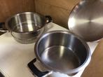 Te koop AMC pan en vergiet 24 cm, Ophalen of Verzenden, Zo goed als nieuw, Rvs, Keramische plaat