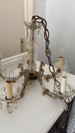 Kroonluchter heel oud met bewerkt glas, Huis en Inrichting, Lampen | Kroonluchters, Ophalen of Verzenden, Zo goed als nieuw, Glas