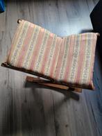 Antiek Voetenbankje met gestreepte bekleding, Ophalen