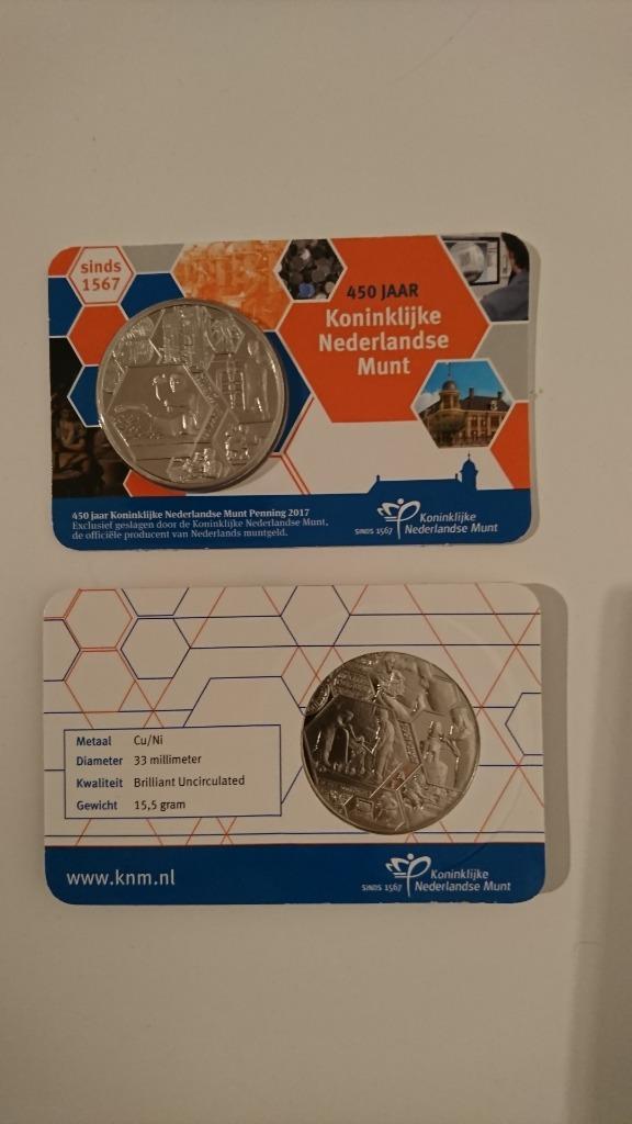 450 jaar Koninklijke Nederlandse Munt penning 2017, Postzegels en Munten, Penningen en Medailles, Overige materialen, Nederland