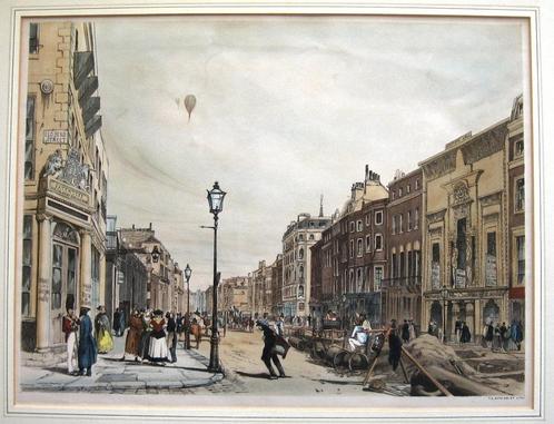 TS Boys Lithografie 1842 Picadilly looking towards the City, Antiek en Kunst, Kunst | Litho's en Zeefdrukken, Ophalen of Verzenden