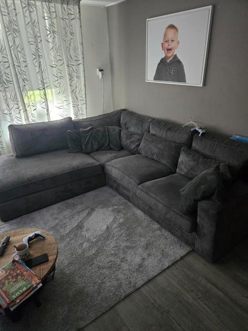 Ribstof hoekbank, Huis en Inrichting, Banken | Bankstellen, Zo goed als nieuw, Hoekbank, Vierpersoons of meer, 300 cm of meer