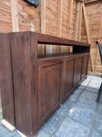 Massief houten kast japandi stijl donker bruin, Ophalen, Japandi, Gebruikt, 200 cm of meer