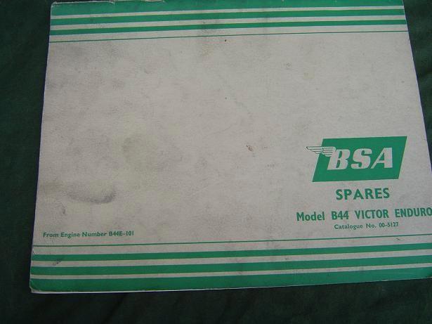 BSA B44 Victor Enduro motorcycle parts list, Motoren, Handleidingen en Instructieboekjes, Overige merken, Ophalen of Verzenden