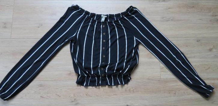Hippe blouse zwart/wit XS, Kleding | Dames, Blouses en Tunieken, Zo goed als nieuw, Maat 34 (XS) of kleiner, Zwart, Ophalen of Verzenden