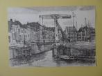 tekening St. Maartensbrug Goes en haven, Gerard Menken 1983, Antiek en Kunst, Verzenden