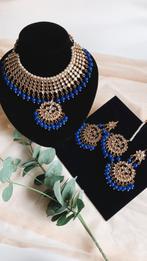3-delig nieuw Indiase sieraden set - Blauw kundan, Sieraden, Tassen en Uiterlijk, Verzenden, Nieuw, Blauw, Overige materialen