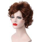 Moderne pruik roodbruin kort krullend haar kleur 3, Verzenden, Nieuw, Pruik of Haarverlenging