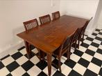 Industriële tafel van oude bielzen, Ophalen, Gebruikt, 6 tot 8 stoelen