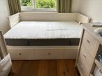 Hemnes bedbank uitschuifbaar 80/160x200 wit, Ophalen, Verstelbaar, Wit, Tweepersoons