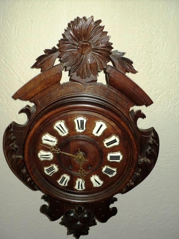 houten klok met zonnebloem, Antiek en Kunst, Antiek | Klokken, Ophalen