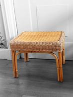 Vintage prachtig rotan bamboe tafeltje jaren '70, Minder dan 55 cm, Gebruikt, Rond, Ophalen of Verzenden