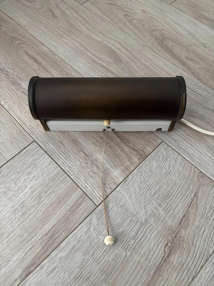 Vintage wandlampje / schemerlampje / bedlampje van koper., Antiek en Kunst, Antiek | Lampen, Ophalen of Verzenden