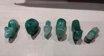 Set 6 miniaturen - letterbak Jade Jadeite dieren beeldjes  beschikbaar voor biedingen