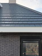 490 Platte Dakpannen + Panhaken - ZGAN, Steen of Klei, Zwart, Ophalen of Verzenden, Zo goed als nieuw