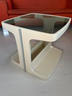 Vintage Retro Space Age bijzettafel, Huis en Inrichting, Gebruikt, 50 tot 100 cm, Vierkant, Glas