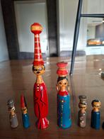 6 Vintage Egyptische houten spindelpop verschillende maten, Verzamelen, Ophalen of Verzenden, Gebruikt