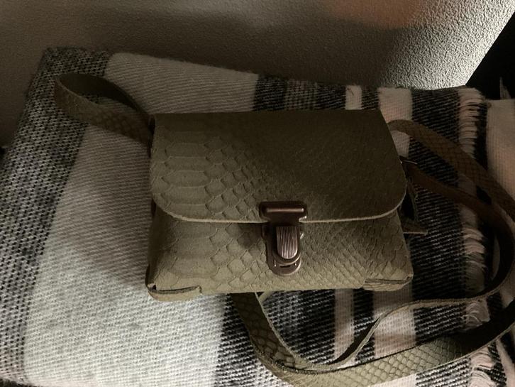 Nieuw tasje met slangenprint van het merk Napsoe, Sieraden, Tassen en Uiterlijk, Tassen | Damestassen, Nieuw, Schoudertasje, Groen