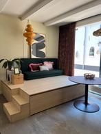Houten plateau met uitschuibaar bed, tiny house, studio, Ophalen