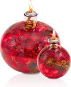 Handgemaakte Glazen Olielamp – Rood & Goud –Sfeervol & Uniek, Huis en Inrichting, Minibrickcustom@hotmail.com, Verzenden, Nieuw