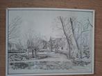 Pieter van Oostveen Krijttekening Landschap, Ophalen of Verzenden