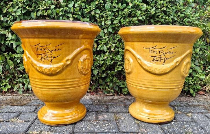 De originele geglazuurde anduze vazen afkomstig Frankrijk., Tuin en Terras, Bloempotten, Nieuw, Terracotta, Binnen, Balkon, Tuin